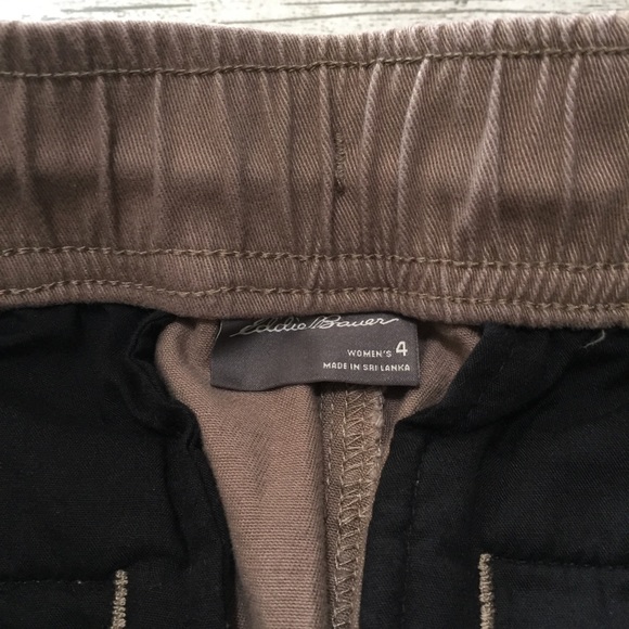 Eddie Bauer Chino Jogger Pants Women’s 4 Beige Tan Drawstring Zip Pockets - Picture 9 of 12